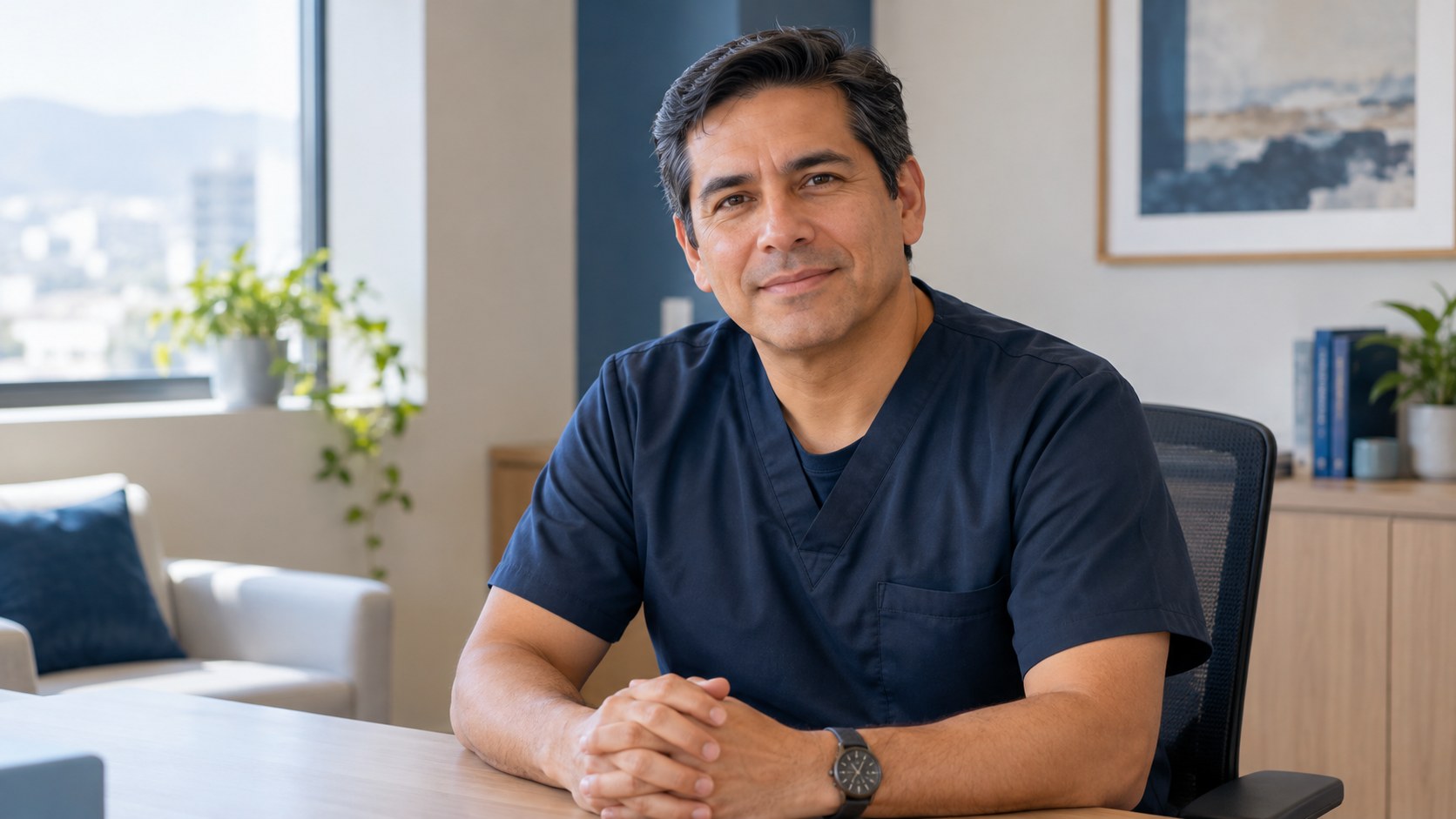 Médico de Cleom Salud en su consultorio